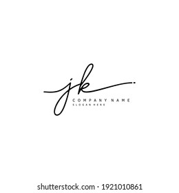 Initialbrief JK Kalligrafie handgeschriebenes Logo. Handgeschriebenes Alphabet in der Logo-Vorlage. Buchstaben und Alphabet für Ihr Logo-Design.