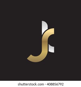 initial letter jk linked round lowercase logo gold silver black background