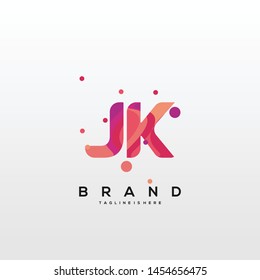 Initial letter JK logo with colorful background, letter combination logo design for creative industry, web, business and company. - Vector