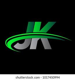 initial letter JK logotype company name colored green and black swoosh design. vector logo for business and company identity.