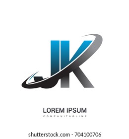 initial letter JK logotype company name colored blue and grey swoosh design. logo design for business and company identity.