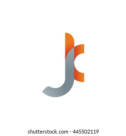 initial letter jk modern linked circle round lowercase logo orange gray