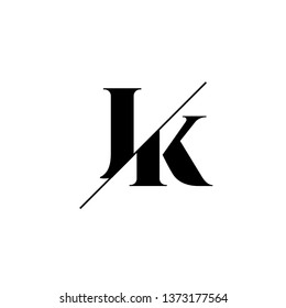 Initial Letter JK Monogram Sliced. Logo template isolated on white background