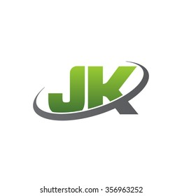 initial letter JK swoosh ring company logo green gray