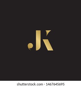 Initial letter jk uppercase modern logo design template elements. Gold letter Isolated on black  background. Suitable for business, consulting group company.