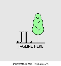 Initial letter JL with green tree logo. Minimal, simple and unique.