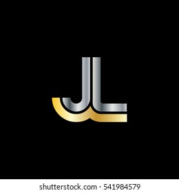 Initial Letter JL Linked Design Logo Silver Gold