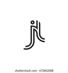Initial letter jl, linked outline rounded lowercase, monogram black
