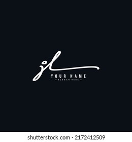 Logotipo de la carta inicial JL - logotipo con el estilo de firma dibujado a mano