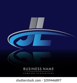 initial letter JL logotype company name colored blue and grey swoosh design. vector logo for business and company identity.