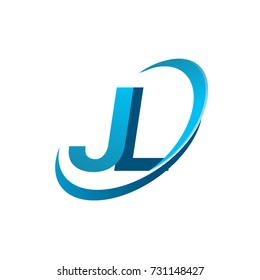 initial letter JL logotype company name colored blue swoosh design concept. vector logo for business and company identity.