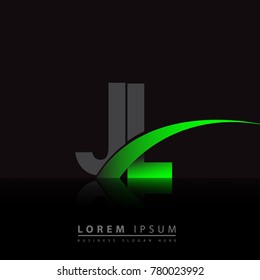 initial letter JL logotype company name colored green and black swoosh design. vector logo for business and company identity.
