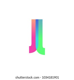 Initial Letter JL Lowercase Logo green, pink and Blue, Modern and Simple Logo Design.