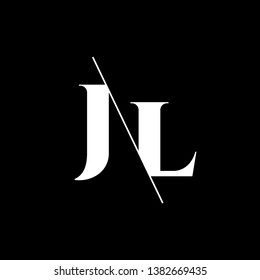 Initial Letter JL Monogram Sliced. Modern logo template isolated on black background