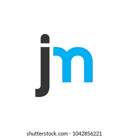Initial Letter JM Linked Circle Lowercase Logo Black Blue Icon Design Template Element