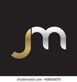 initial letter jm linked round lowercase logo gold silver black background
