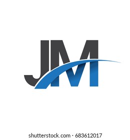 initial letter JM logotype company name colored blue and grey swoosh design. vector logo for business and company identity.
