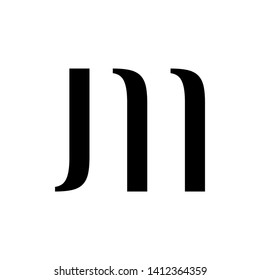Initial letter jm minimalist typographic art monogram shape business brand identity logo, black color on white background.