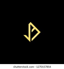 Initial letter JM MJ JE EJ minimalist art logo, gold color on black background.