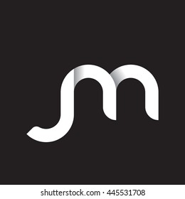 initial letter jm modern linked circle round lowercase logo white black
