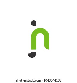 Initial Letter JN Linked Circle Lowercase Logo Black Green Icon Design Template Element
