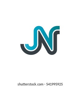 Initial Letter JN Linked Design Logo Blue Black