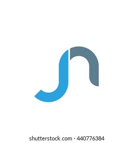 initial letter jn linked round lowercase logo blue