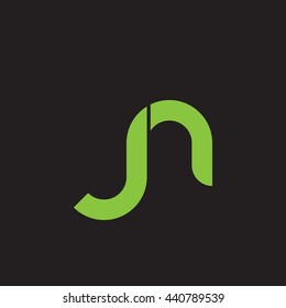 initial letter jn linked round lowercase logo green
