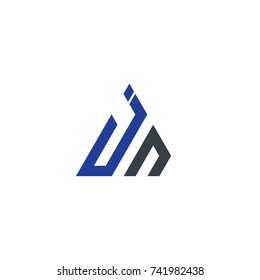 Initial Letter JN Linked Triangle Design Logo