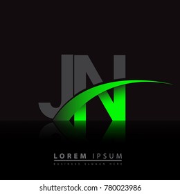 initial letter JN logotype company name colored green and black swoosh design. vector logo for business and company identity.
