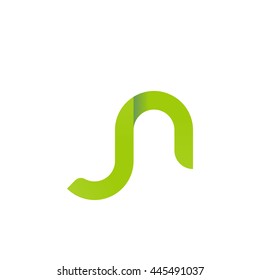 initial letter jn modern linked circle round lowercase logo green