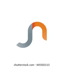 initial letter jn modern linked circle round lowercase logo orange gray