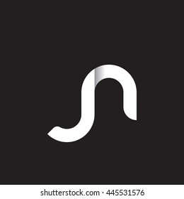 initial letter jn modern linked circle round lowercase logo white black