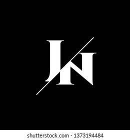 Initial Letter JN Monogram Sliced. Logo template isolated on black background