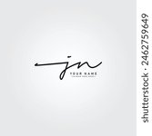 Initial Letter JN Vector Logo Template in handwritten Signature Style