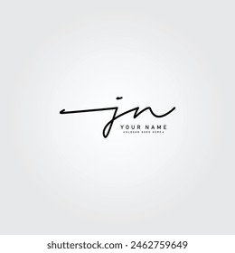 Initial Letter JN Vector Logo Template in handwritten Signature Style