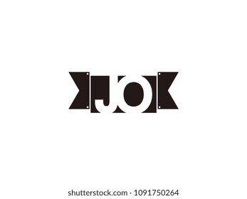 Initial letter jo black ribbon logo design