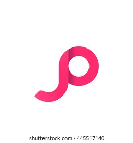 initial letter jo, letter jp, modern linked circle round lowercase logo pink