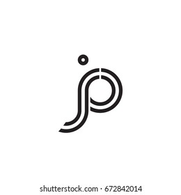 Initial letter jo, linked outline rounded lowercase, monogram black