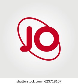 initial letter jo logo red on white background