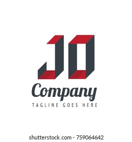 Initial Letter JO Logo With Ribbon Style