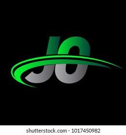 initial letter JO logotype company name colored green and black swoosh design. vector logo for business and company identity.