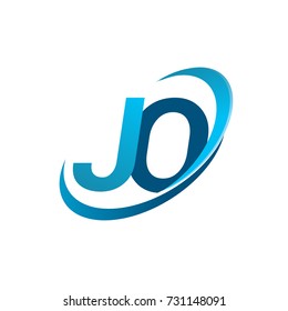 initial letter JO logotype company name colored blue swoosh design concept. vector logo for business and company identity.