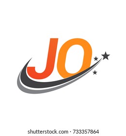 initial letter JO logotype company name colored orange and grey swoosh star design. vector logo for business and company identity.