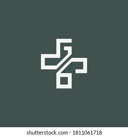 Initial Letter JO or OJ Medical Logo Design. Modern Hospital Logo. Plus Logo