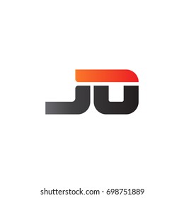 Initial letter JO, straight linked line bold logo, gradient fire red black colors