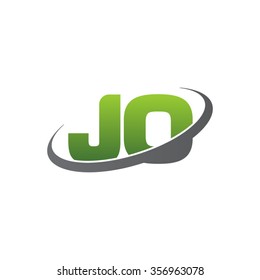 initial letter JO swoosh ring company logo green gray
