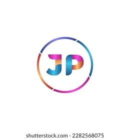 Initial letter JP curve rounded logo, gradient vibrant colorful glossy colors