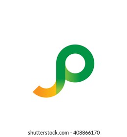 initial letter jp linked round lowercase logo orange green