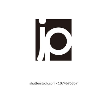 Initial letter jp lowercase logo black and white